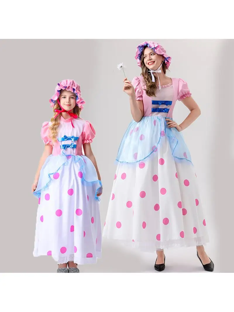 

loween Polka Dot Skirt eep Girl Cosplay Toy S Parent-Child Performance Costume Women's Traditional Chinese Ethnic Wear