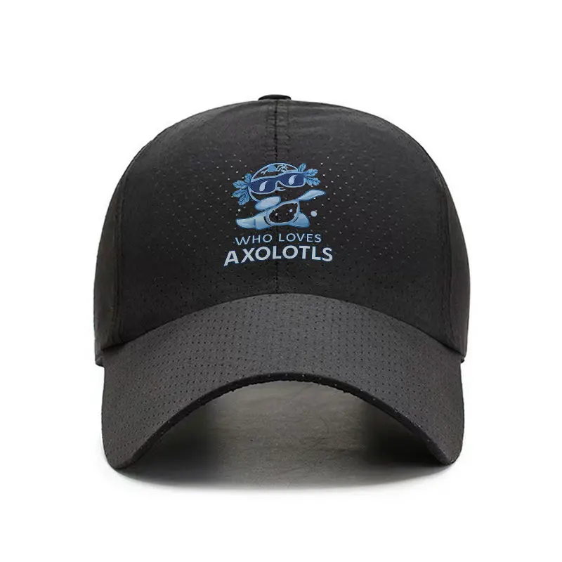 Who Loves Axolotls Quick Dry Baseball Cap Adjustable Breathable Outdoor Sun Hat