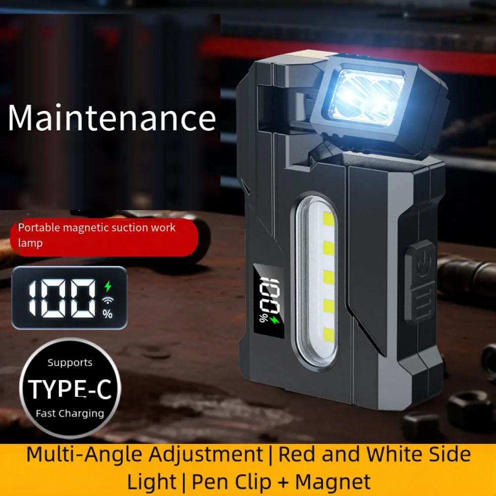 EDC Flashlight with Strong Magnetic Base Rechargeable 400 Lumens Digital Display and Adjustable Rotatable Head for Lighting