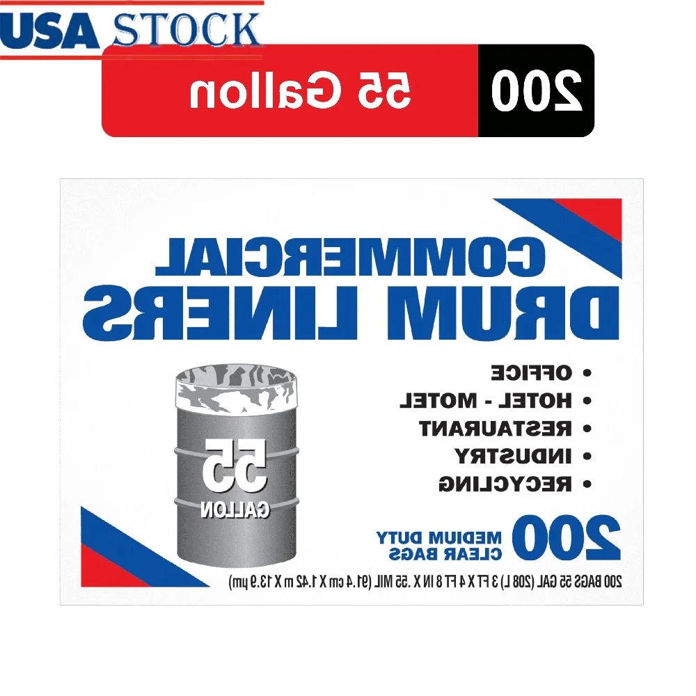 

Сверхмощные прозрачные вкладыши для мусора на 55 галлонов, 200 шт., закрученная застежка, идеальные офисы, школы, ресторана, переработка, коммерческое использование