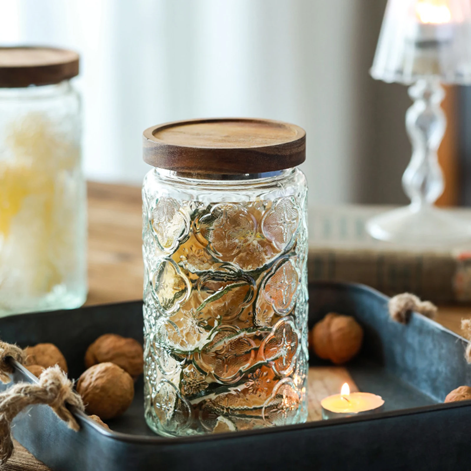 Large Capacity Glass Storage Jars Food Storage Container Grain Spice Container With Lid Kitchen Organizer