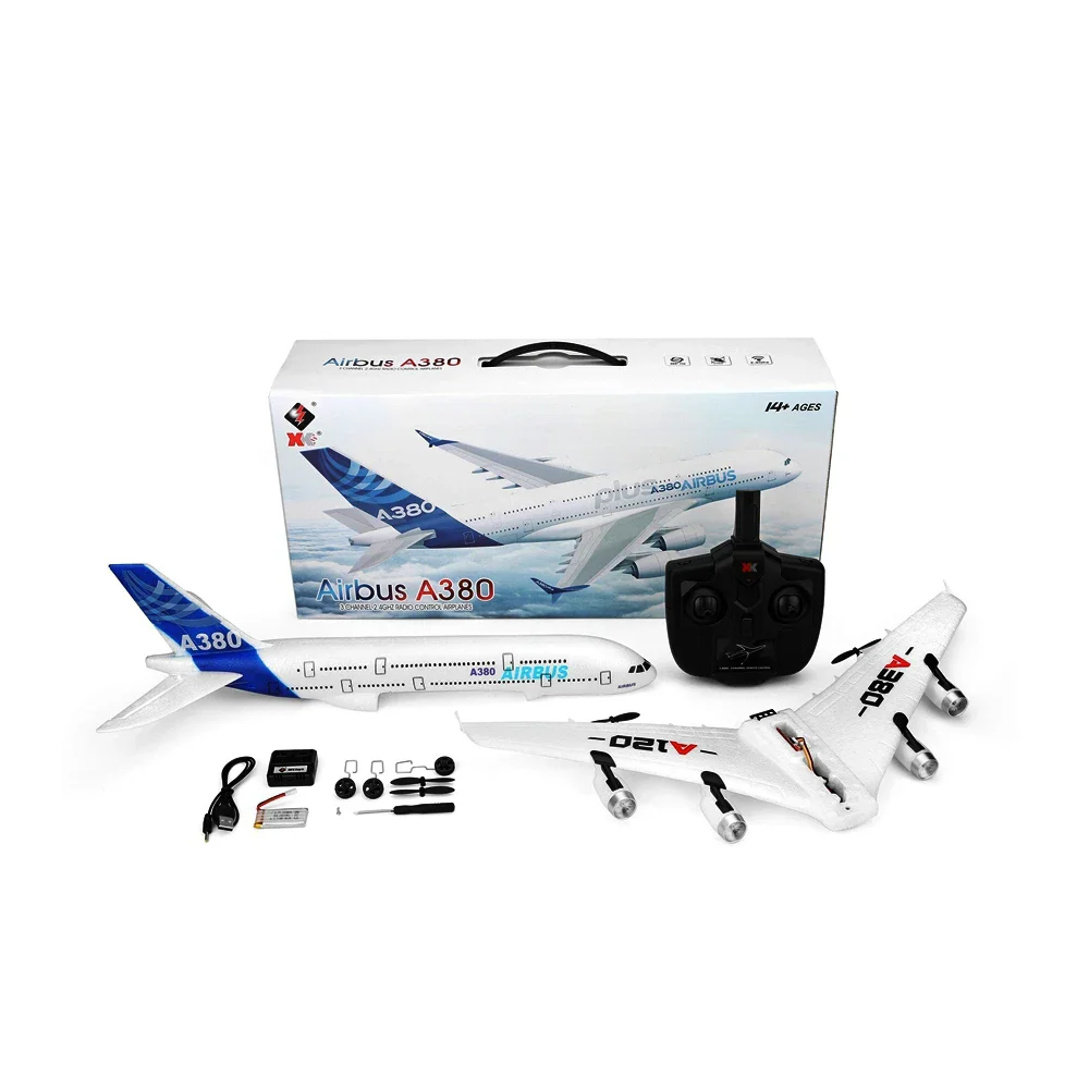 WLTOYS A120-A380 Airbus 510 mm Spannweite 2,4 GHz 3CH RC Flugzeug Starrflügel RTF mit Modus 2 Fernbedienung Skala Flugmodellbau