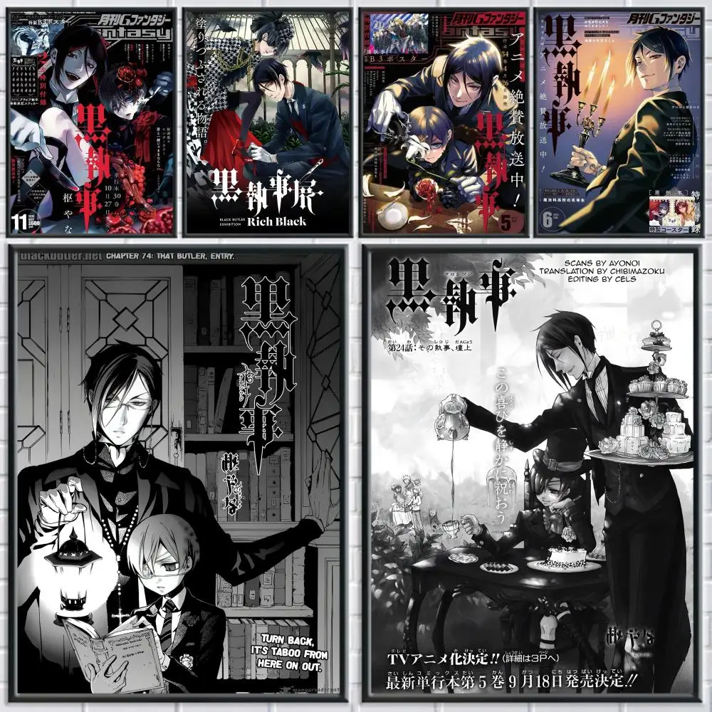 Cartoon Black Butler-B Kuroshitsuji Anime-Poster, moderne und elegante Wandaufkleber für Heimdekoration, Wohnzimmer, Schlafsaal, Wandkunst