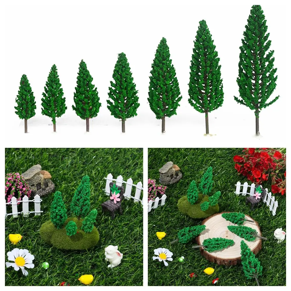30pcs DIY Scale Materials Railroad Decor Buliding Layout Artificial Cedar Tree Miniature Model Green Scenery Scene Model