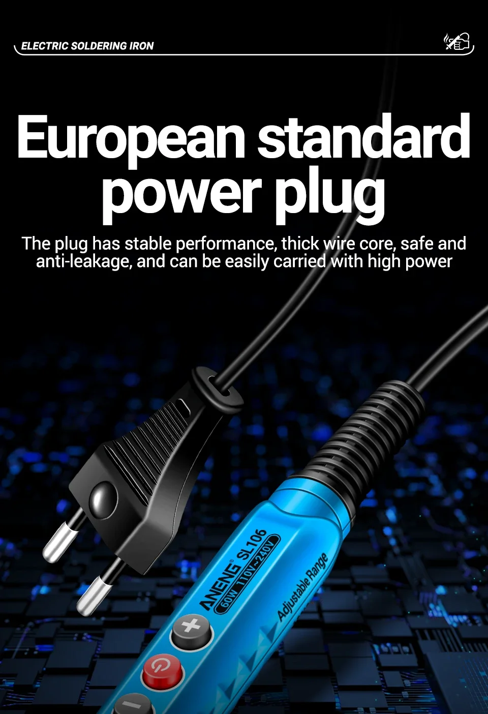 ANENG SL106 Electric Soldering Irons Adjustable Temperature 110V/220V Welding Solder US/EU Plug Professional Repair Welding Tool
