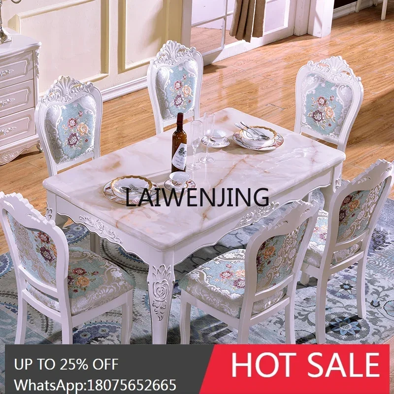 

HLZ dining table and chair combination marble solid wood dining table simple European dining table