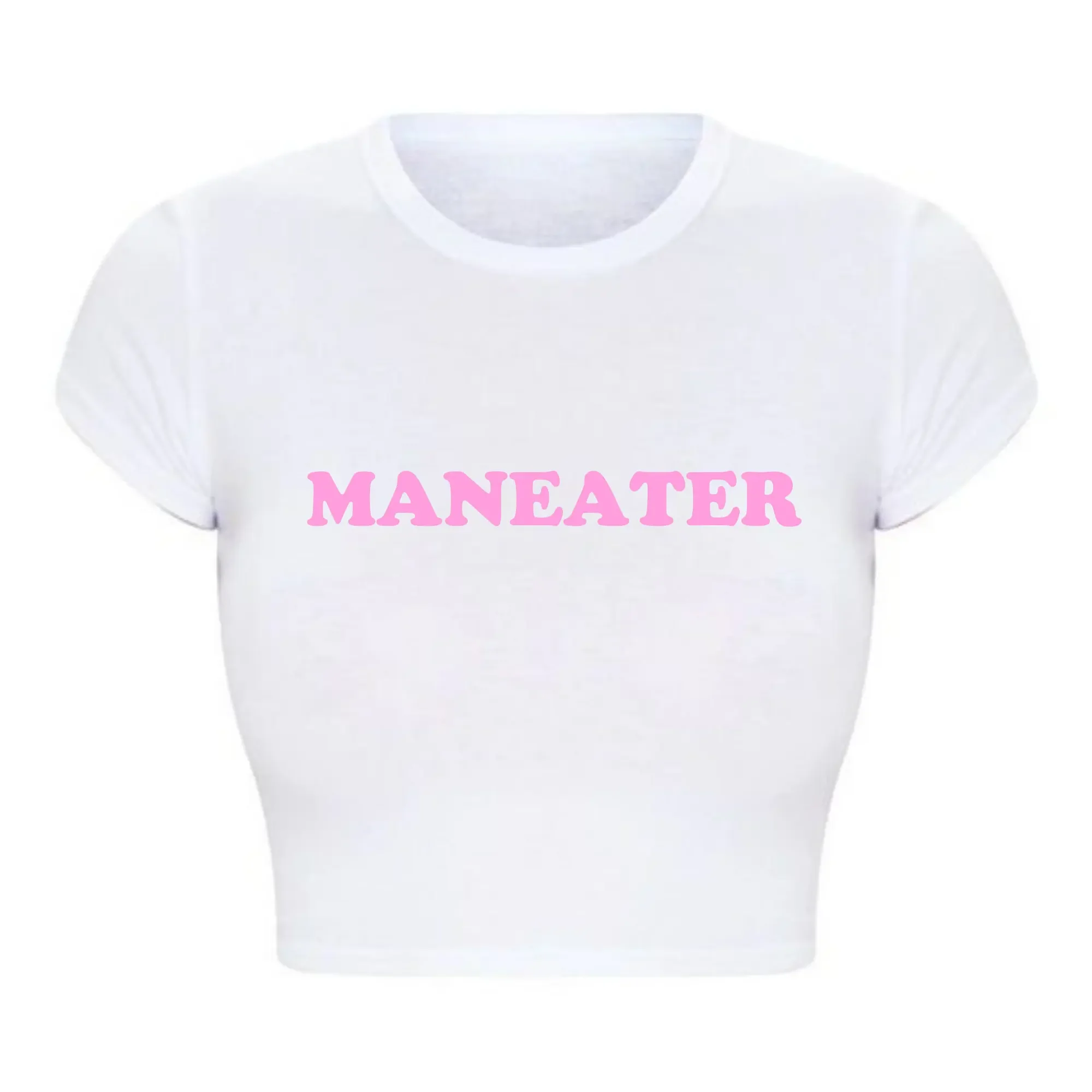 Maneater Funny Tv Shows Women T Shirts Vintage Crop Top Harajuku Baby Tee Y2k 2000s Grunge Goth Clothes  Kawaii Tshirt Femme