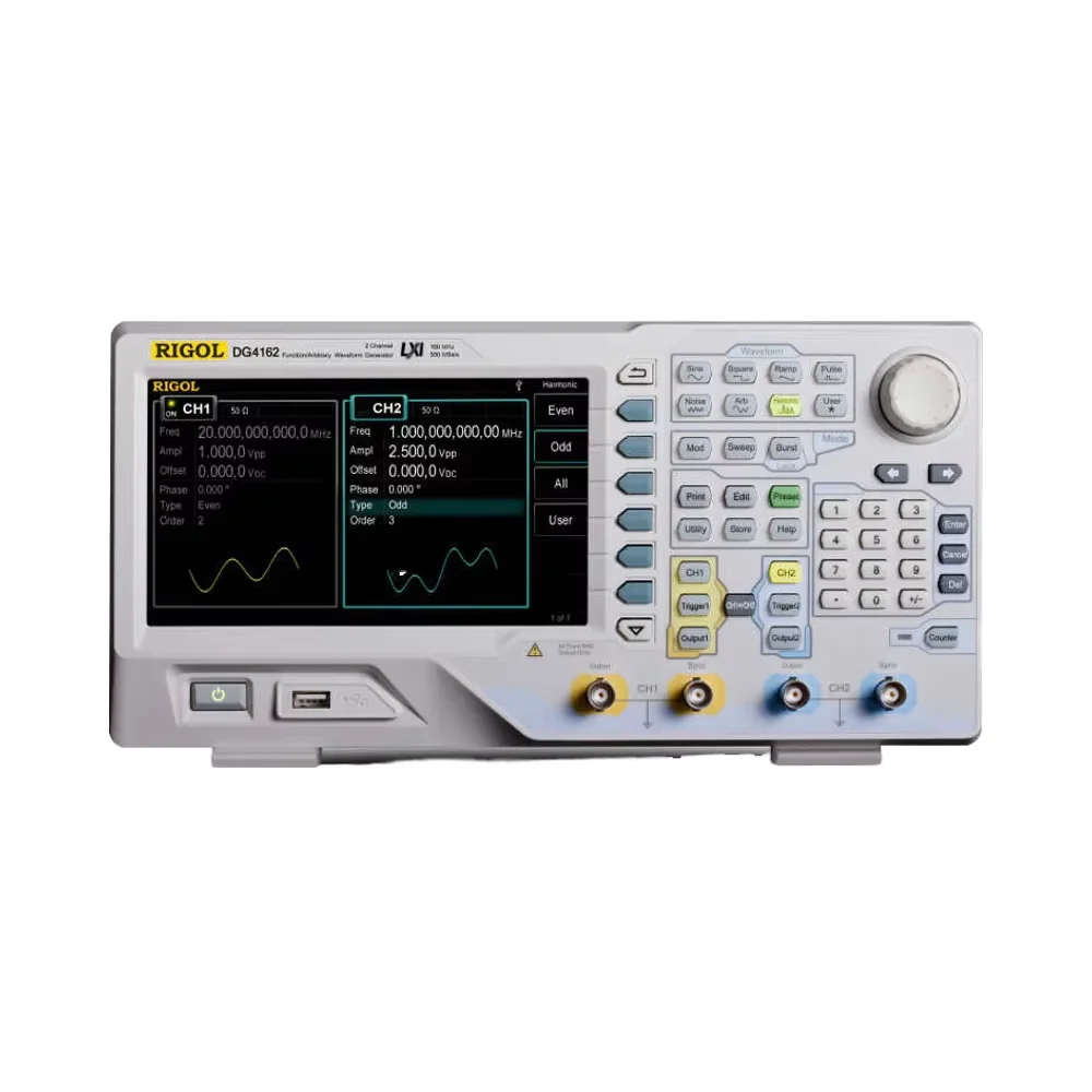 Rigol DG4162 160MHz 2CH Professional Arbitrary Waveform Generator 1.5-Year Warranty 44x26x28cm Size for High-performance Testing