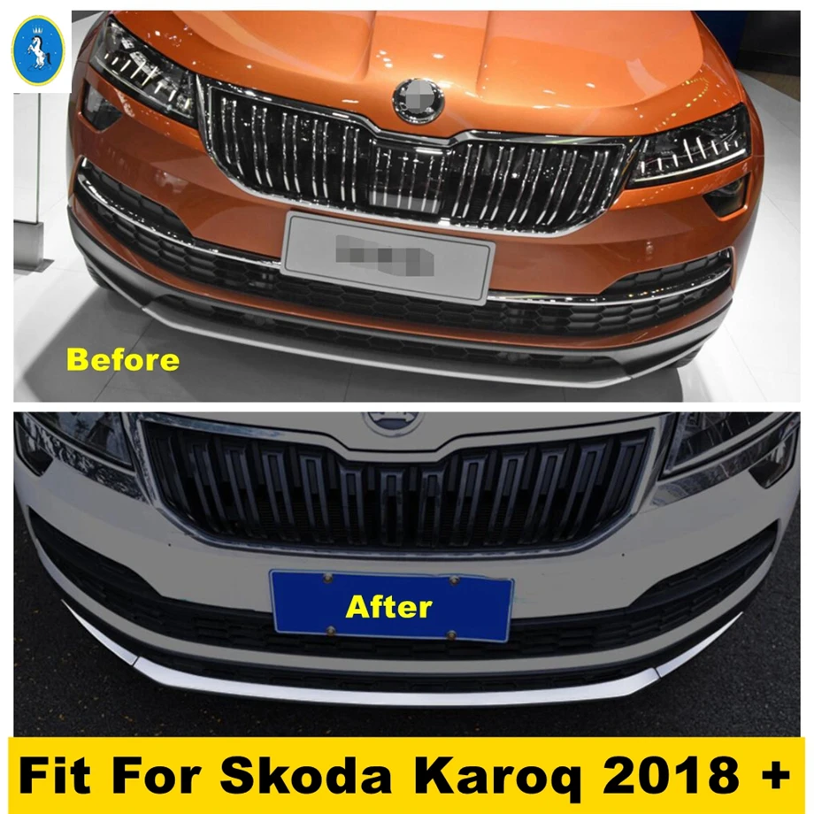 

Car Accessories Front Bumper Bottom Sill Bezel Molding Overlay Strip Decoration Panel Cover Trim Fit For Skoda Karoq 2018 - 2020