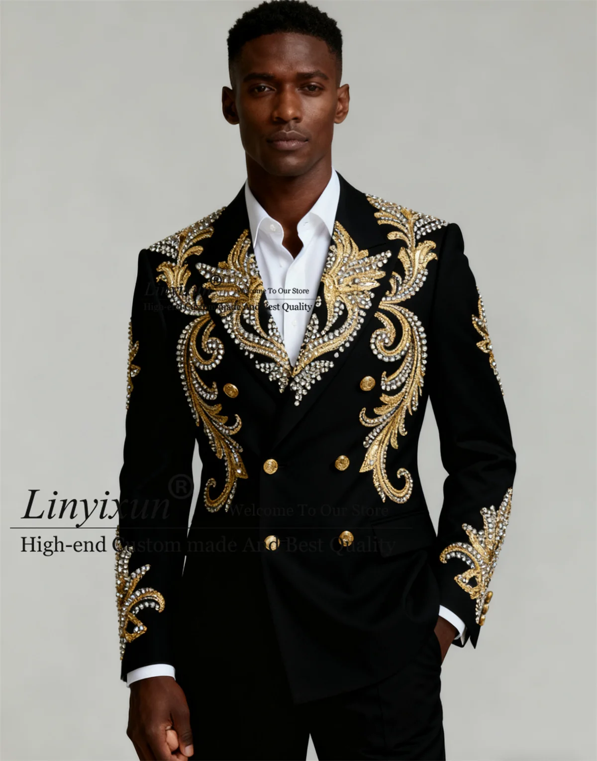 

Elegant Velvet Men Suits Customized Wedding Tuxedos Sparkly Rhinestones Ropa hombre 2 Piece Sets Groom Slim Fit Male Blazers