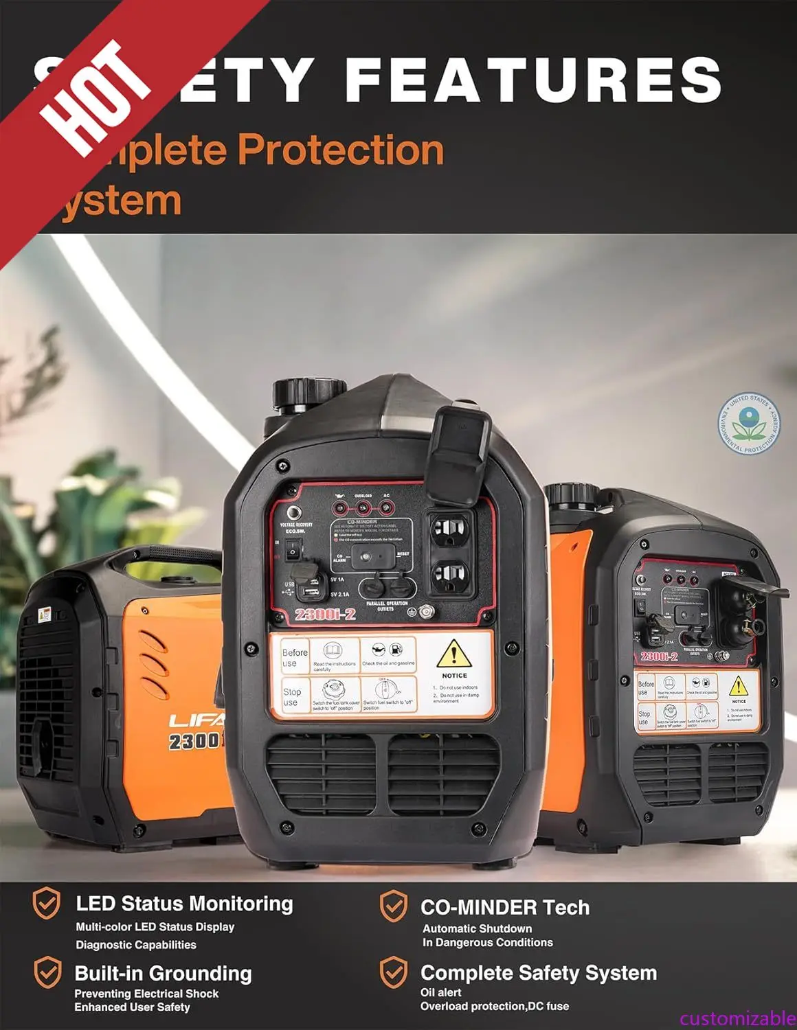 

Customizable 4800W Portable Inverter Generator With Dual Start Mode – Quiet, Fuel-Efficient