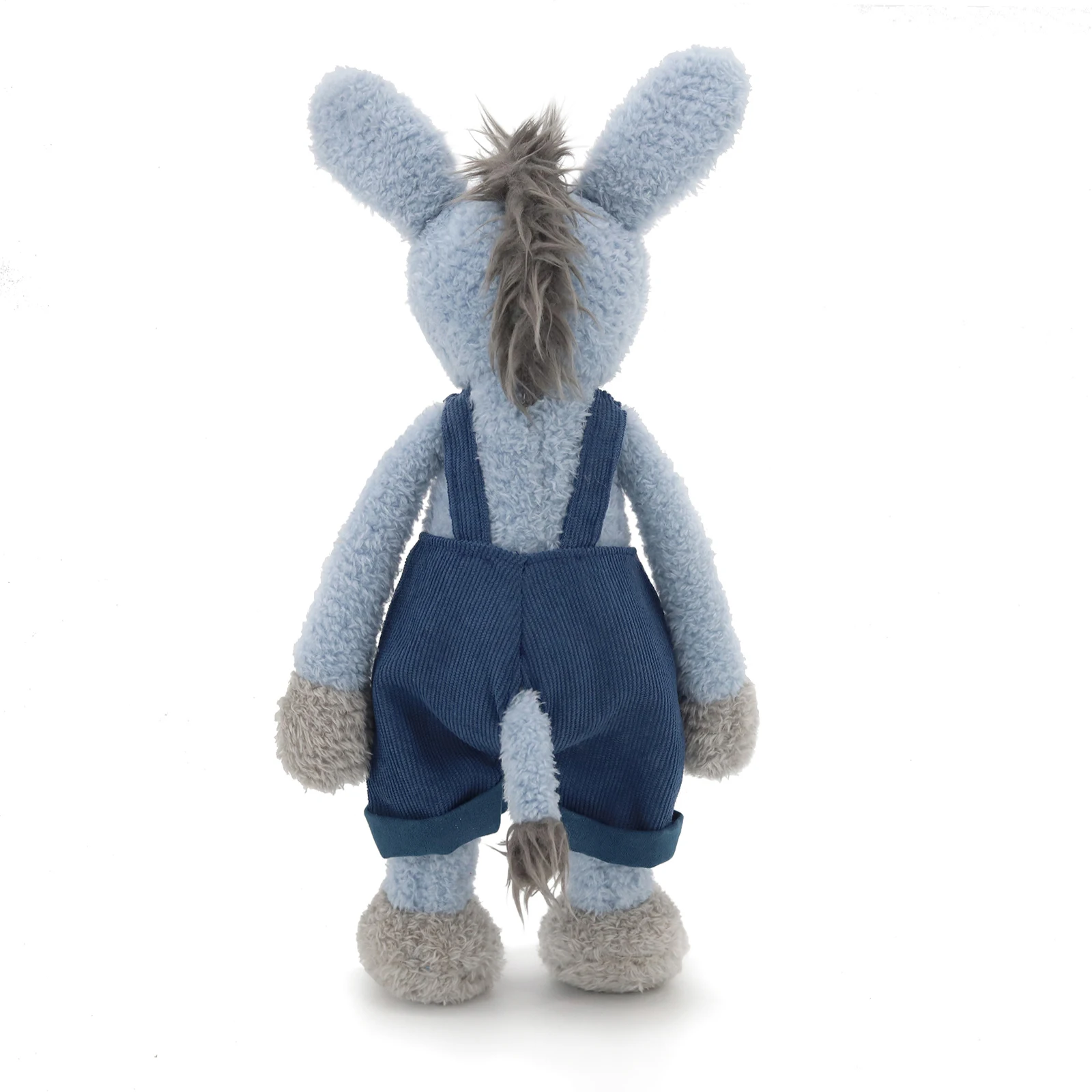 لطيف الأزرق حمار ألعاب من نسيج مخملي مع وزرة الدنيم لينة محشوة دمية على شكل حيوان Kawaii العاطفي الكرتون بلوشي الاطفال هدية ديكور المنزل