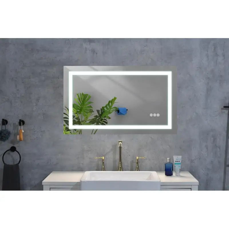 40" x 30" LED Bathroom Mirror, Dimmable Wall Mirror with Front and Backlight, Anti-Fog Function, Memory Feature, 3 Color Temps,