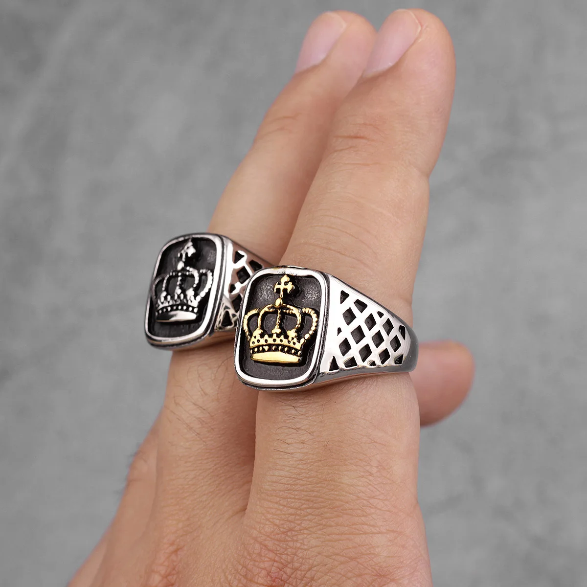 Crown Gold Silver Color Men Rings Punk Hip Hop Trendy Cool for Boyfriend Male Stainless Steel Jewelry Creativity Gift Wholesale