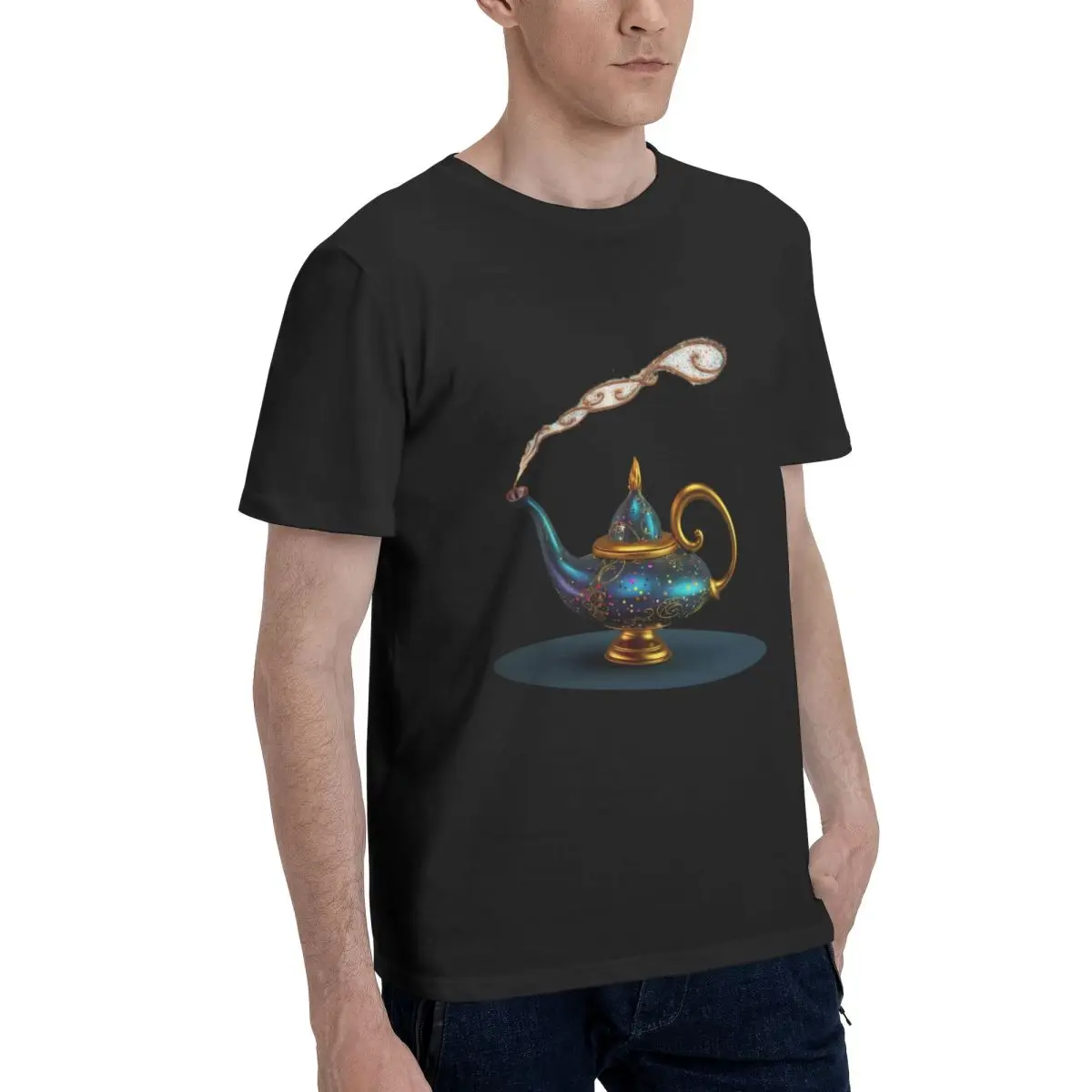 Oversized Washed T Shirt Magic Genie Lamp Cotton T Shirts Hippie Tshirt for Men Summer Awesome Pattern Tops