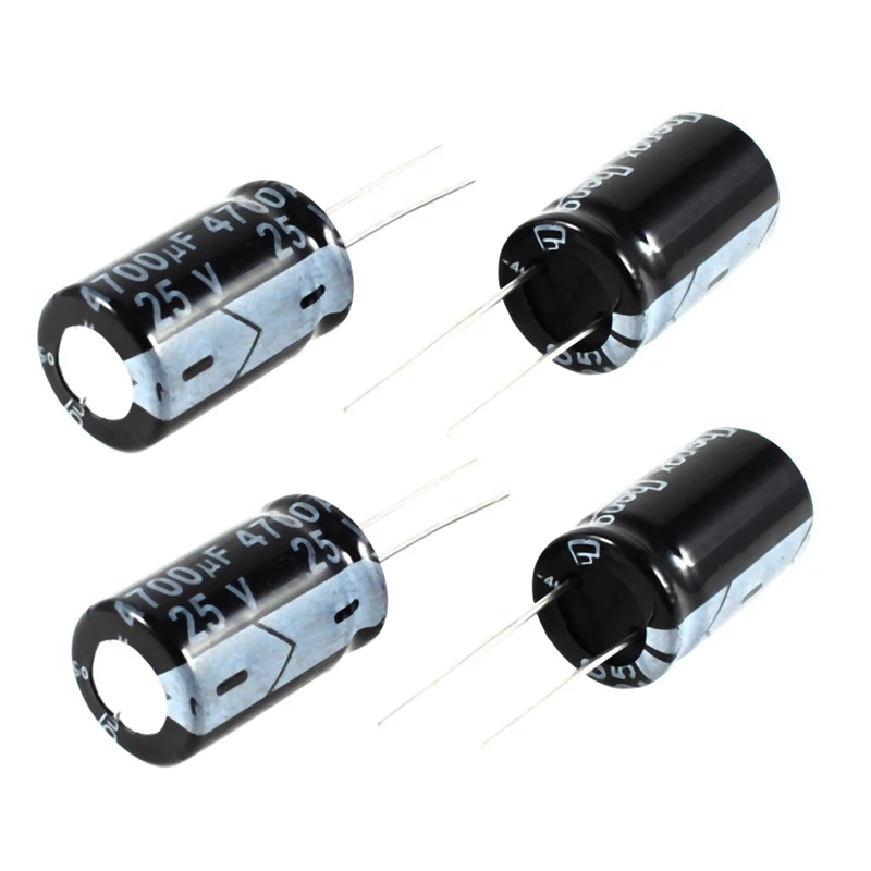 4 Pcs 4700UF 25V 105C Radial Electrolytic Capacitors Black 26X16mm