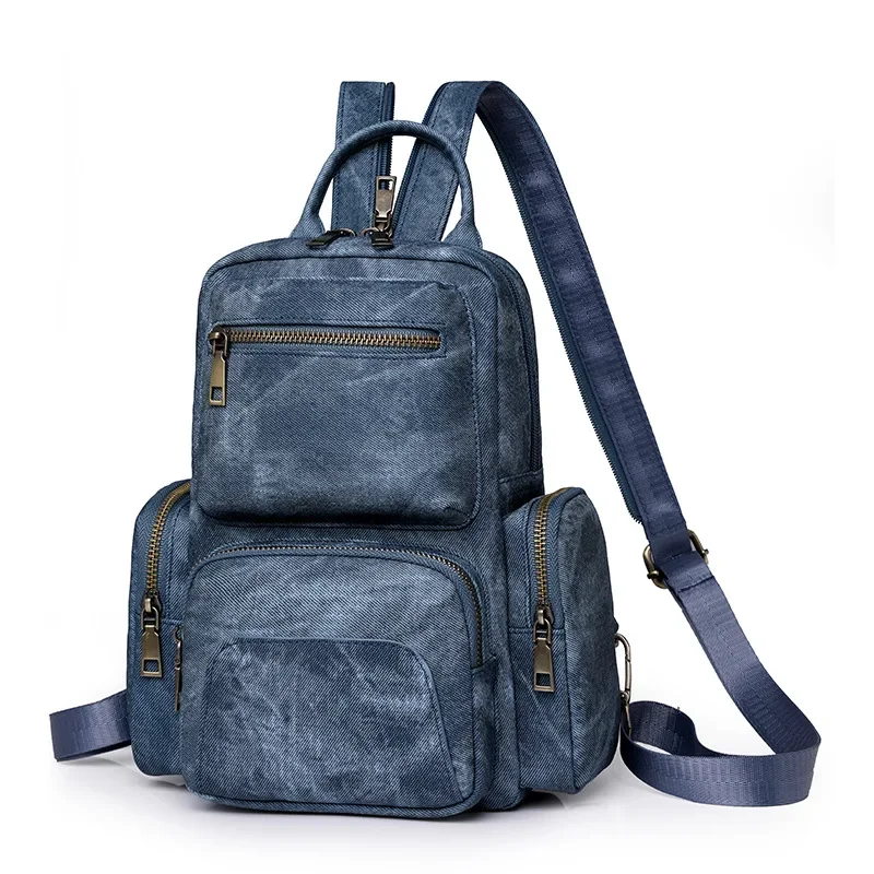 Fashion Women's Backpack Multi-compartment Girl One Shoulder Crossbody Bag Casual Travel Versatile Women's Bag Solid Color PU Ma