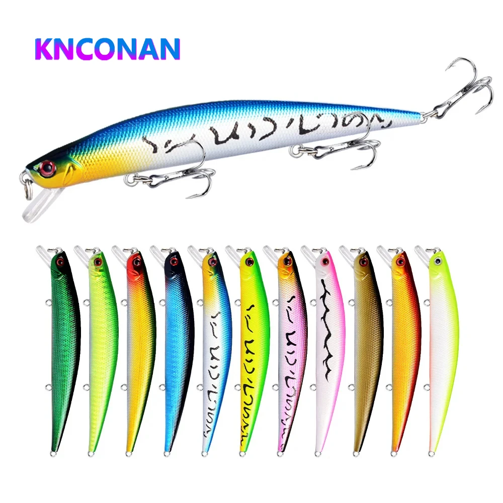 

KNCONAN Submerged Minnow Fishing Lure Wobbler 125MM 12G Floating Crankbait Minnow Bass Pike Bait Depth 6# Hook Tackle