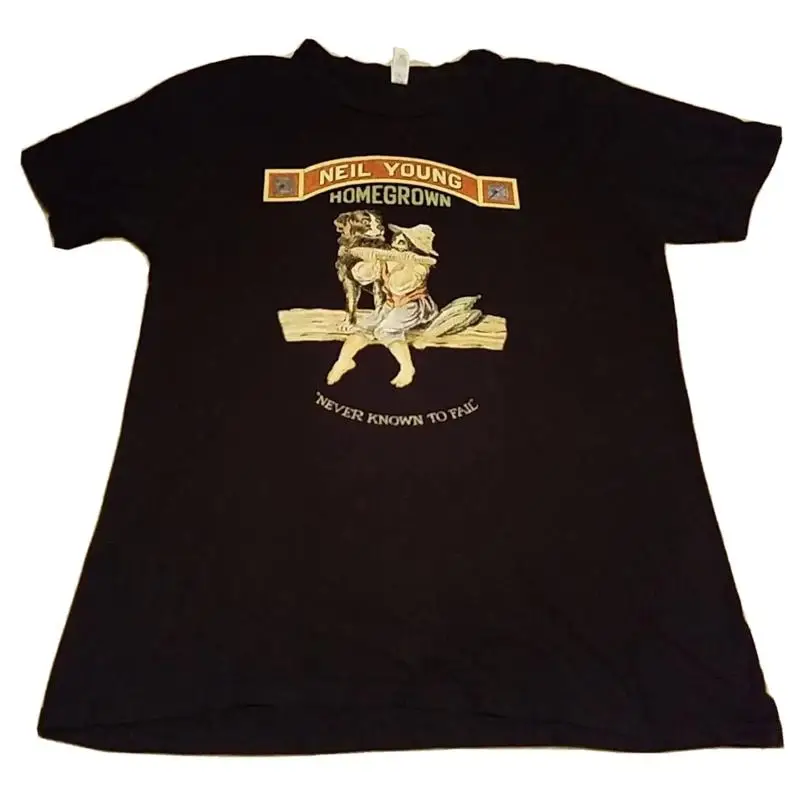 Neil Young Homegrown Black T Shirt Sz Large Band Never Known To Fail USA