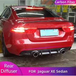 Carbon Fiber Rear Bumper Diffuser Lip Spoiler for Jaguar XE Sedan 4-Door 2015-2017 Car Rear Diffuser Lip Apron Body Kit FRP