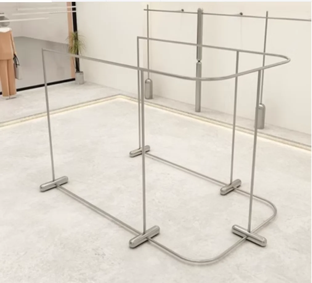 Display rack in the island horizontal bar women's shop in the middle of the shelf floor hanger side hanging