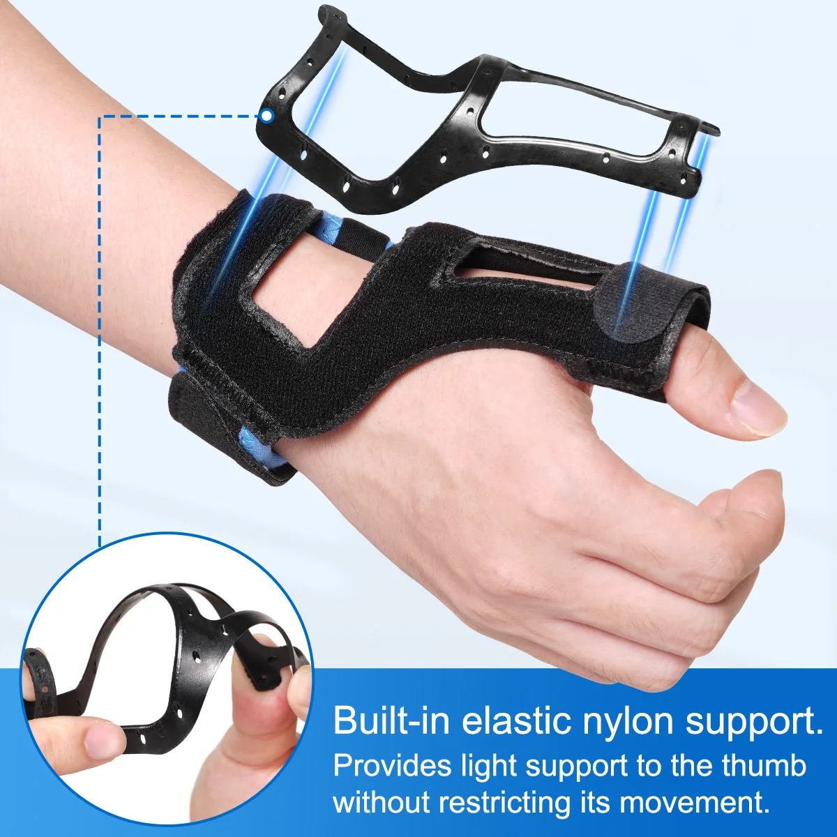 VELPEAU Thumb Splint Breathable for Trigger Finger and De Quervain\'s Disease, Thumb Stabilizer Support Fits Left and Right Hand