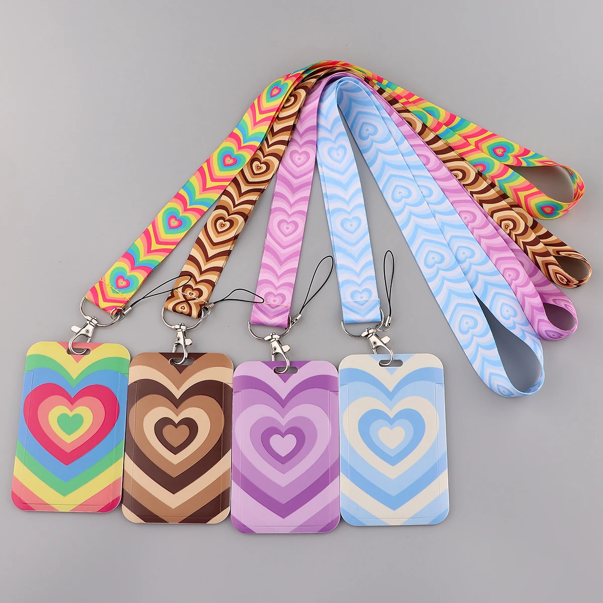 Colorful Heart Lanyard Love Neck Strap for key ID Card Cellphone Straps Badge Holder DIY Hanging Rope Neckband Accessories