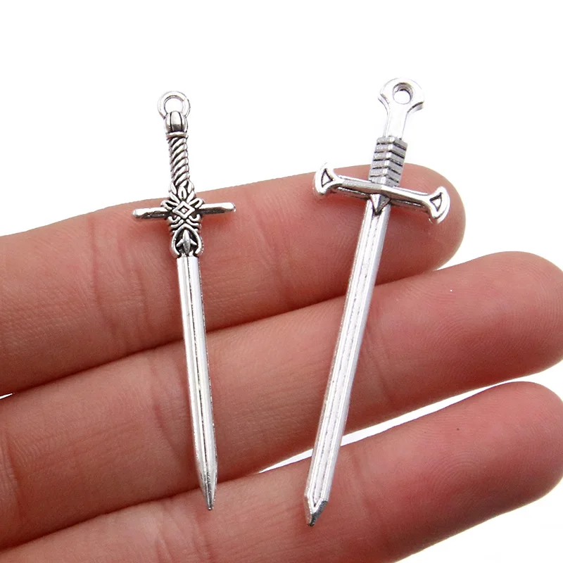 10PCS 5 StylesMixed Cross Knight Sword Charms For Jewelry Earrings Necklace Making DIY Handmade Pendant Jewelry Accessories