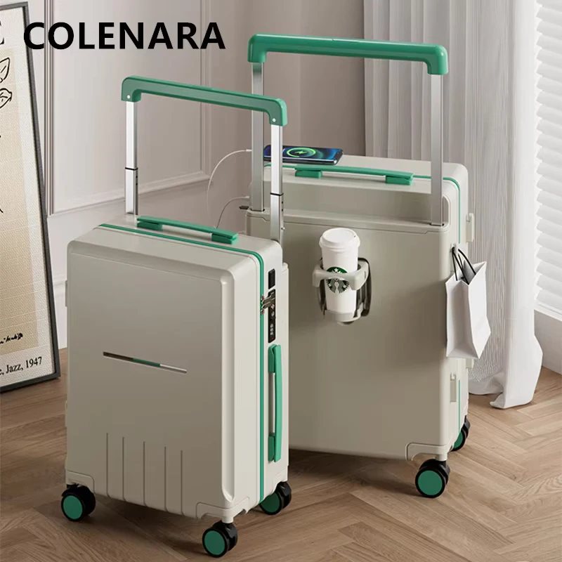 COLENARA Valigia con rotelle Scatola d'imbarco da 20 pollici Trolley da 24 pollici con ricarica USB Scatola con password multifunzione Bagagli da donna