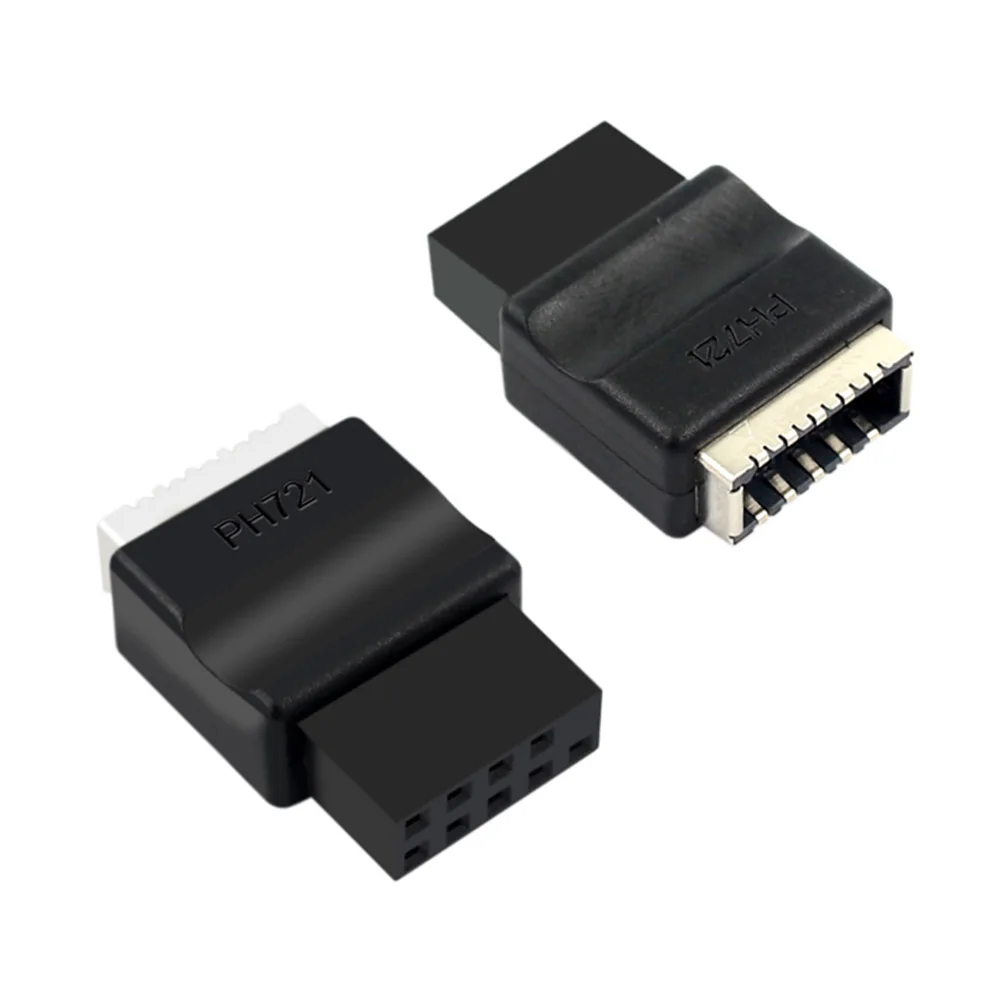 1/2 قطعة اللوحة الأم USB 2.0 9-Pin إلى Type-E اللوحة الأمامية رأس تمديد محول TYPE-E واجهة رأس محول للكمبيوتر المكتبي
