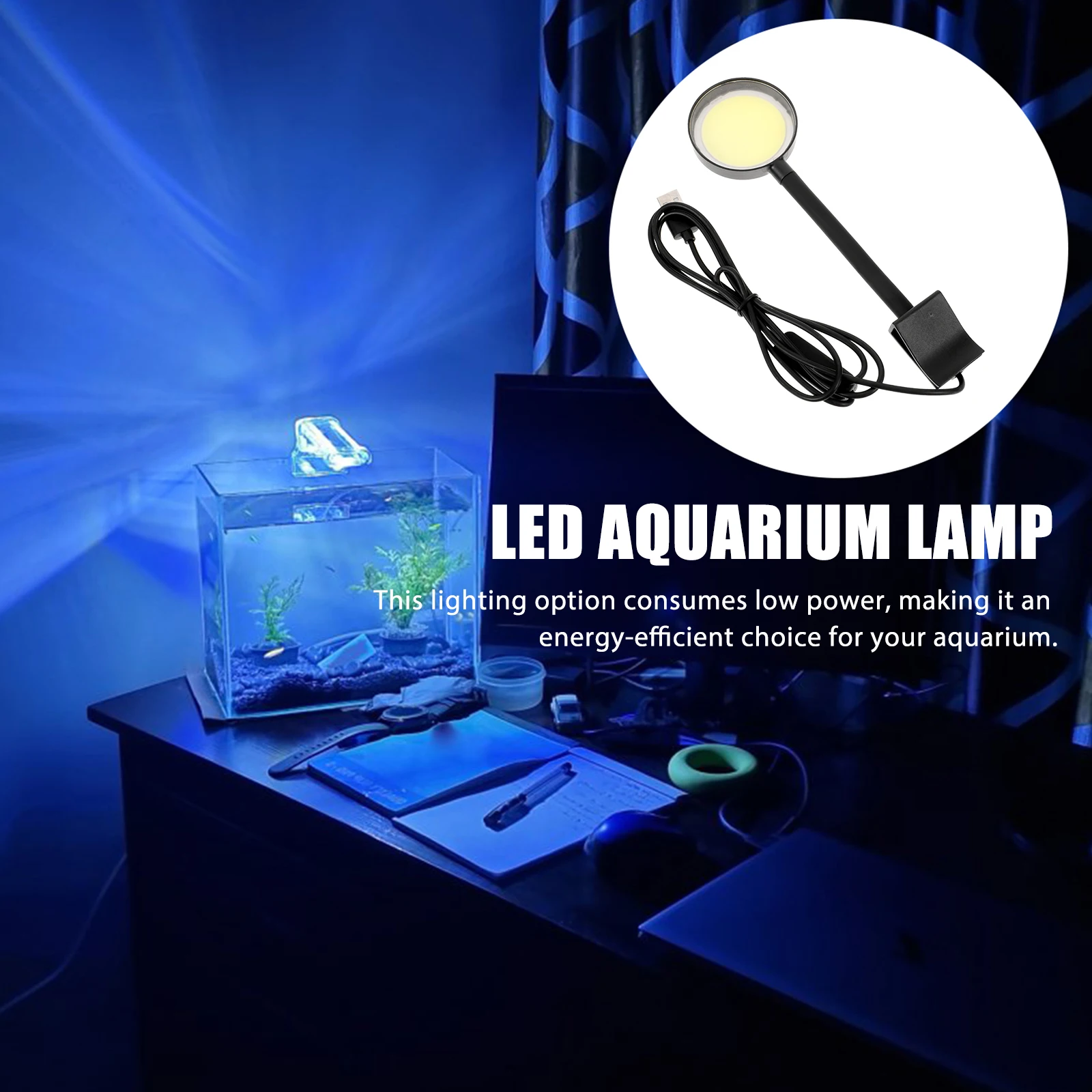 

Tropical Fish Tank Lights Professional Aquarium Lamp Household Black Bowl Mini Clip on LED Light for Aquarium Plants Lighting