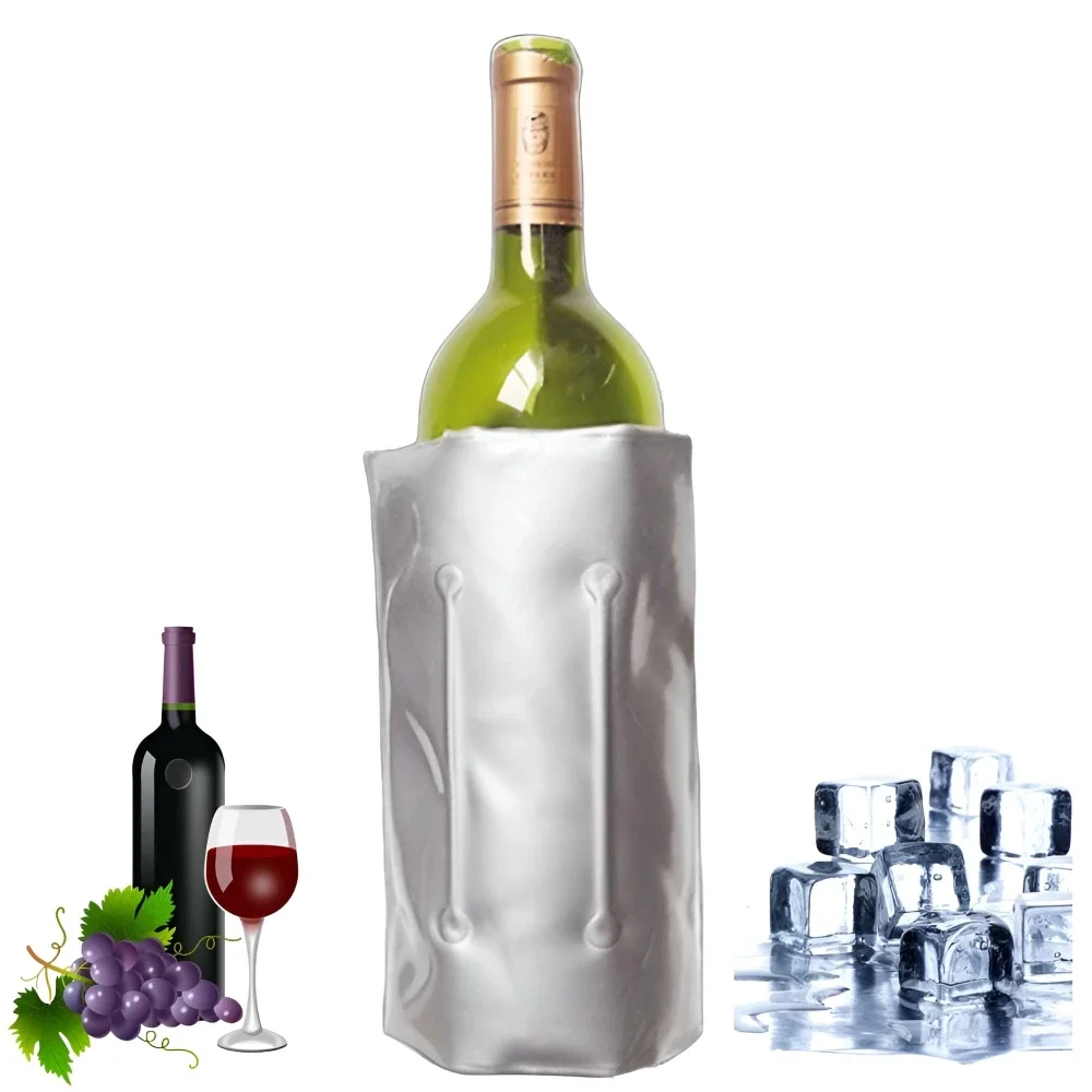 Tragbare Gel-Weinkühler-Hülle Champagner Bierflaschenkühler Eisbeutel für Picknick Party BBQ Camping Reise BYOB Getränkegeschenk Barzubehör – Detail 1