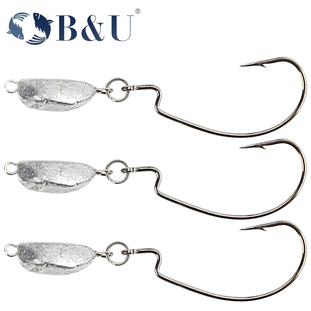 

B&U 3.5g 5g 7g 10g Swing Jig Head hooks Lead Head Fishing Hooks Bullet Sliver Weedless Offset Worm Hooks Texas Rigs Accessories