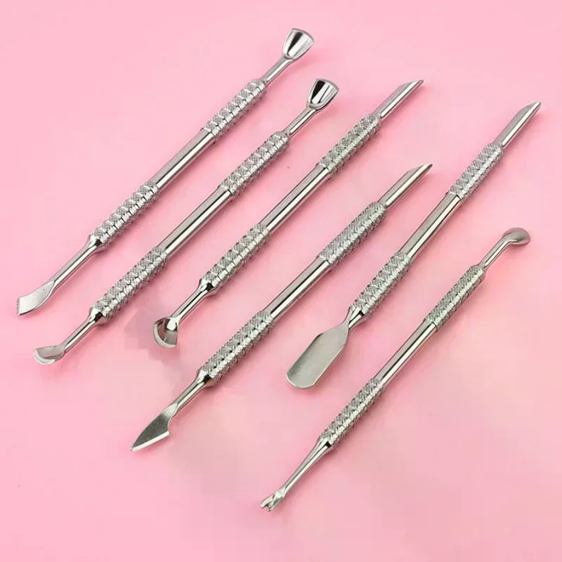 Spingipelle per cuticole in acciaio inossidabile a forma di doppia faccia a doppia estremità sollevatore per unghie incarnite trimmer strumenti per la cura delle unghie