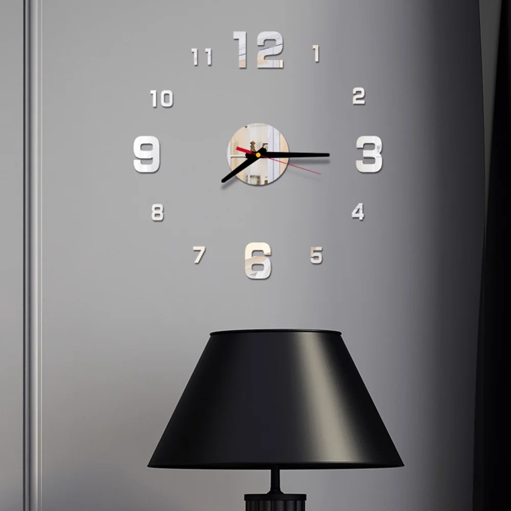 

Large Silver Acrylic Wall Clock Frameless Modern Silent Decorative Clock For Living Room Bedroom Office Home Decoration