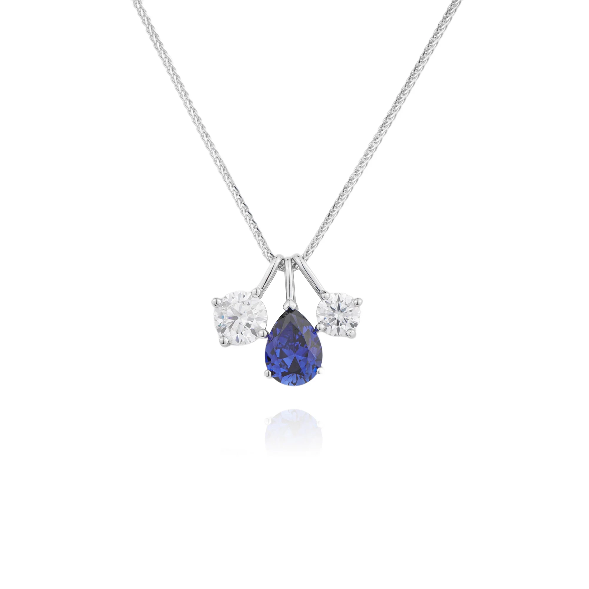 

FOUNDER BAND Personalized 925 Sterling Silver Necklace Pear Cut Gemstone and Moissanite Necklace DIY Pendant