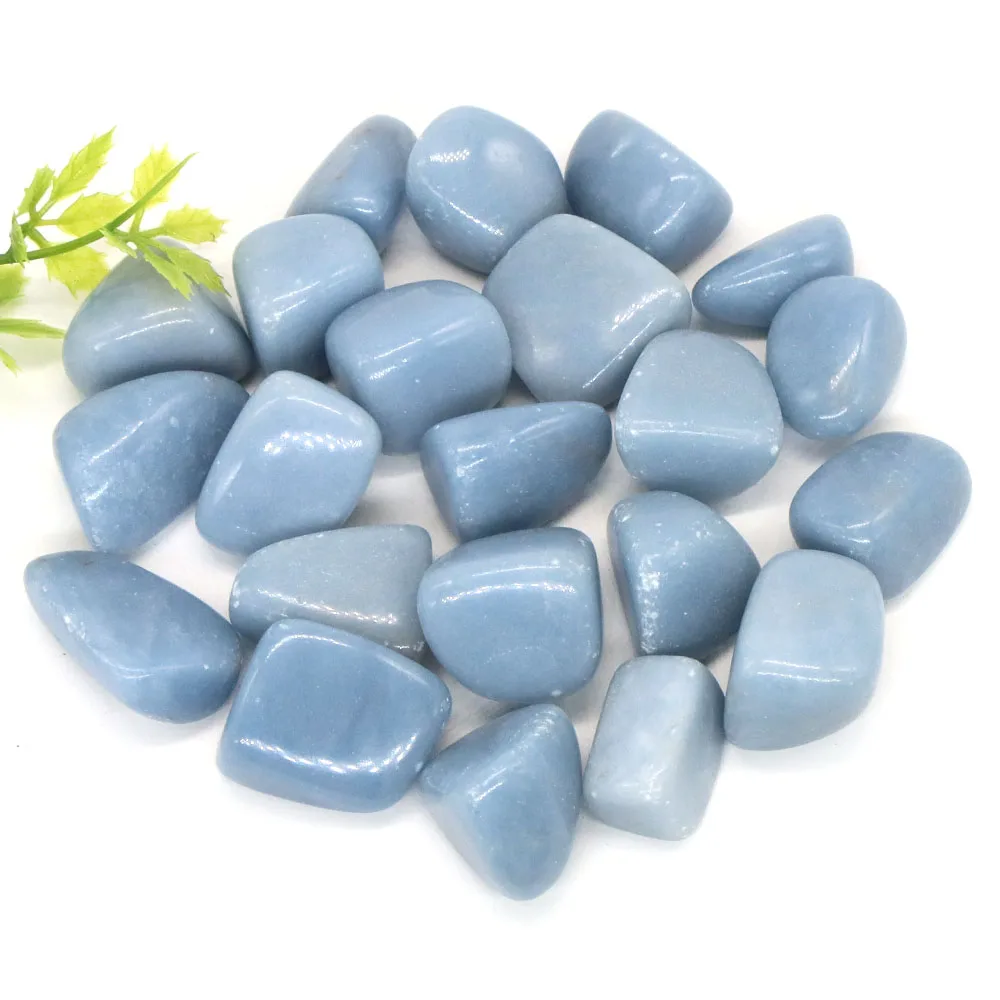 Natural Blue Angelite Tumbled Stone Crystal Chakra Reiki Healing Energy Specimen Mineral Fish Tank Garden Aquarium Decoration