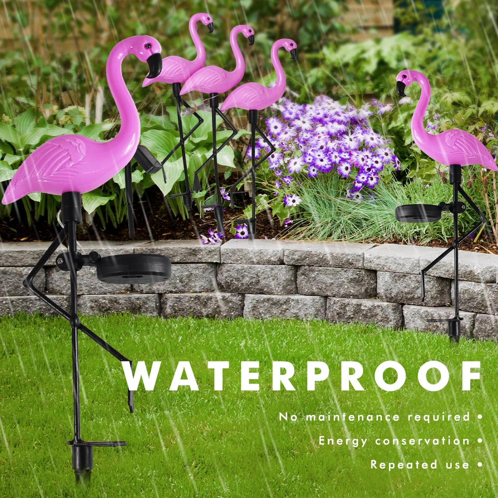 Solar Flamingo Light Garden Ornament Outdoor Waterproof Lawn Lamp Landscape Yard Light Patio Walkway Decoration Party Supplies image 6