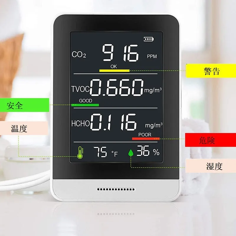 

AK3 Portable infrared co_2 air quality detector formaldehyde co_2 detector indoor temperature hygrometer