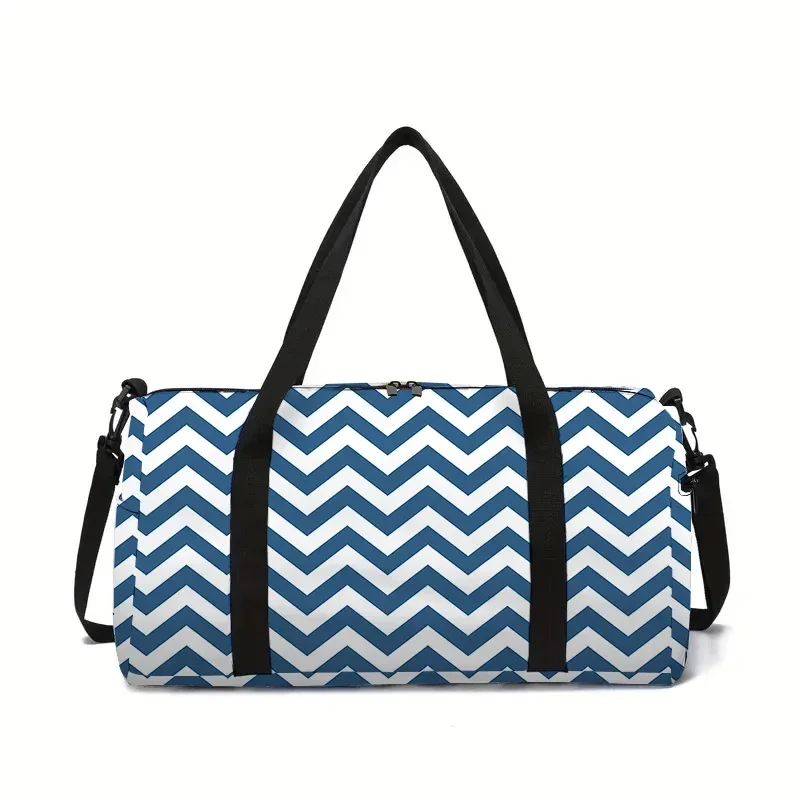 

Blue Wavy Stripes Large Capacity Luggage Bag for Boy and Girls Best Gifts 3D Cartoon Travel Duffels Hand Bag for Children