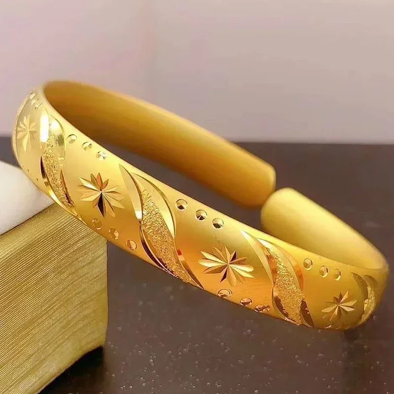 

9999 real gold 24 K Meteor shower bracelet Dragon Phoenix open bracelet