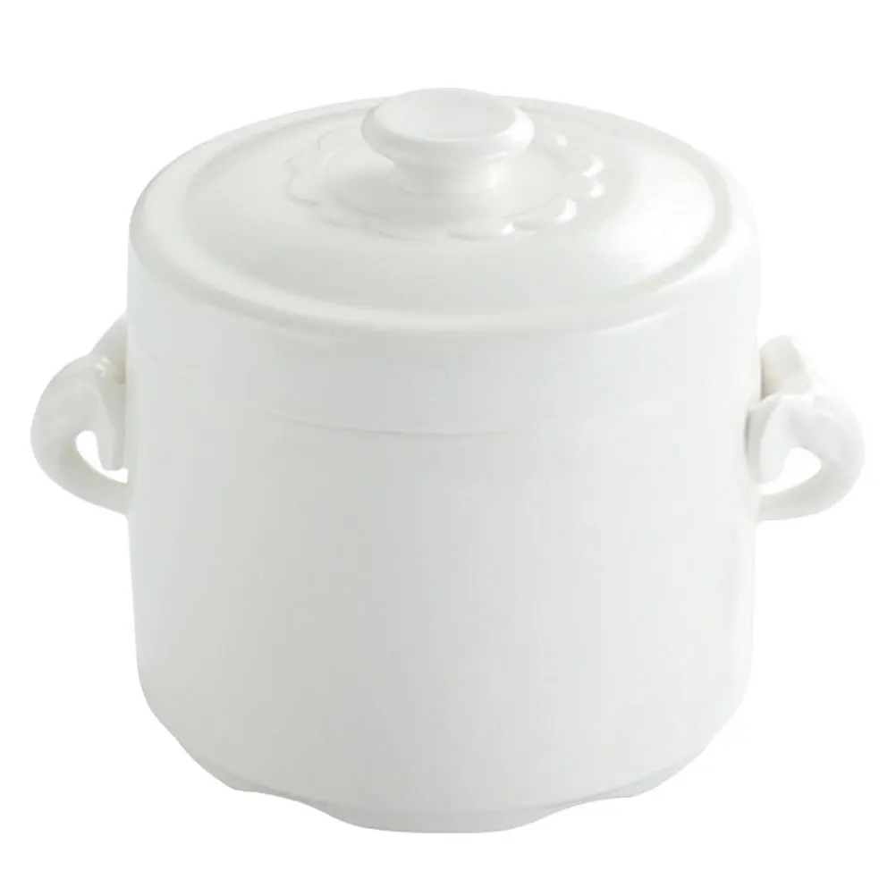 

1Pcs Ceramic Steamed Bowl Heat-Resistant Stewing Pot for Kitchen Restaurant White Soup Bird's Nest Ceramic Stew Pot