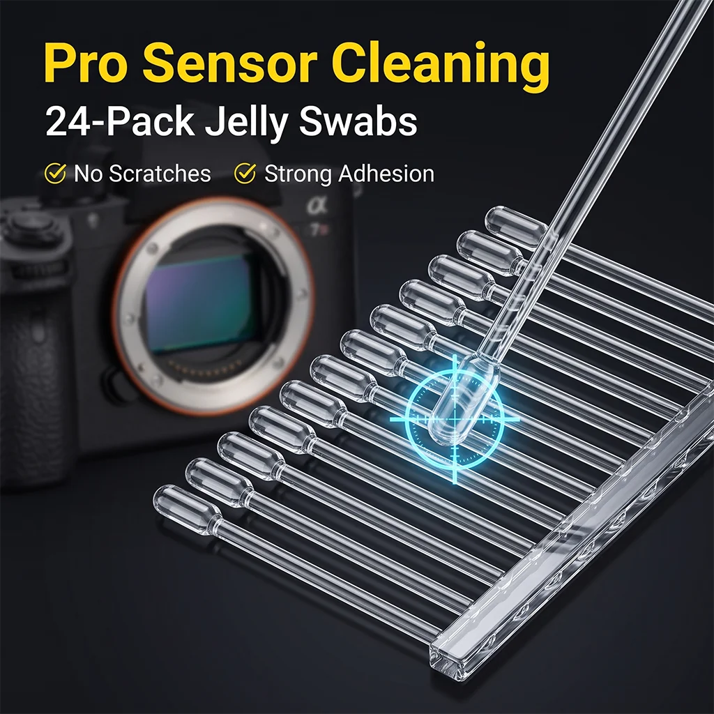 MIRAVEXL 24 Pack Portable Jelly Cleaning Stick Multipurpose Gel Swab Kit for Camera Sensor Lens and Electronics Screen Cleaner