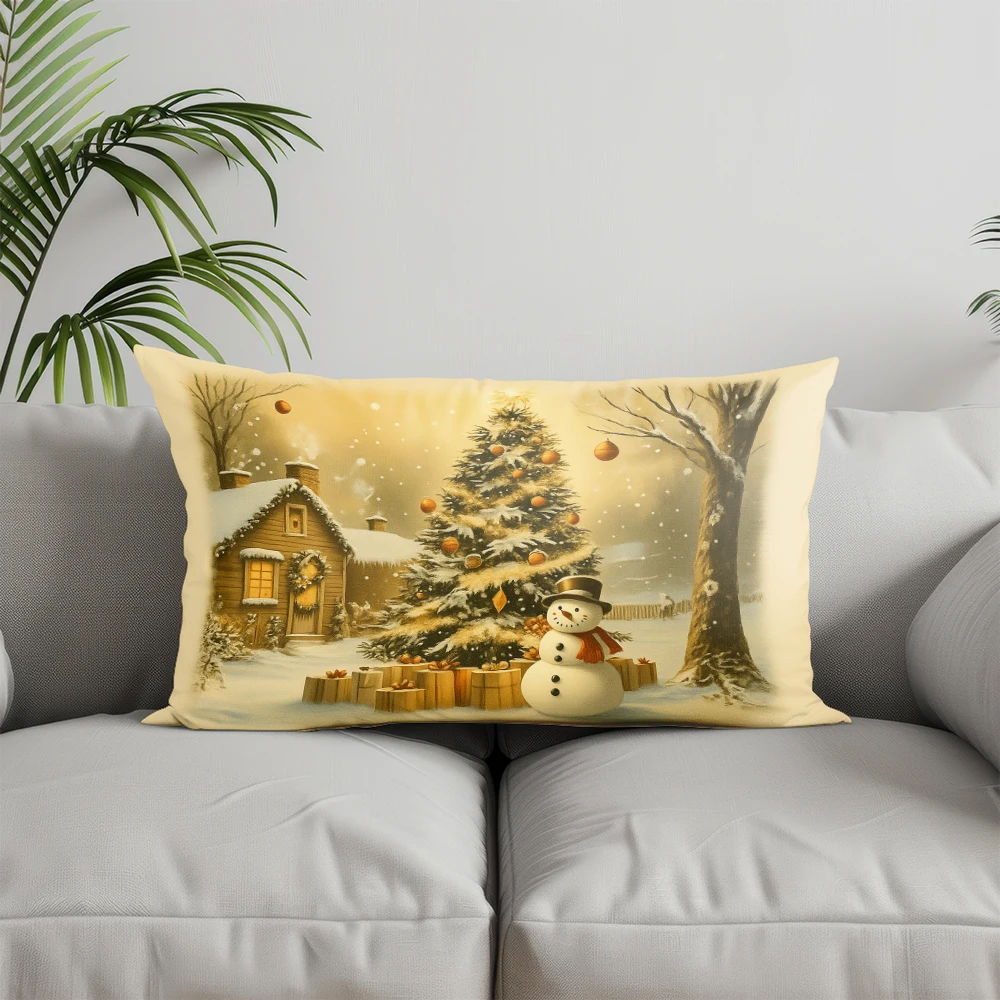 ديكور المنزل عيد الميلاد كوخ ثلج وسادة مناسبة ل أريكة غرفة نوم سيارة وسادة غطاء وسادة مستطيلة الظهر وسادة #2