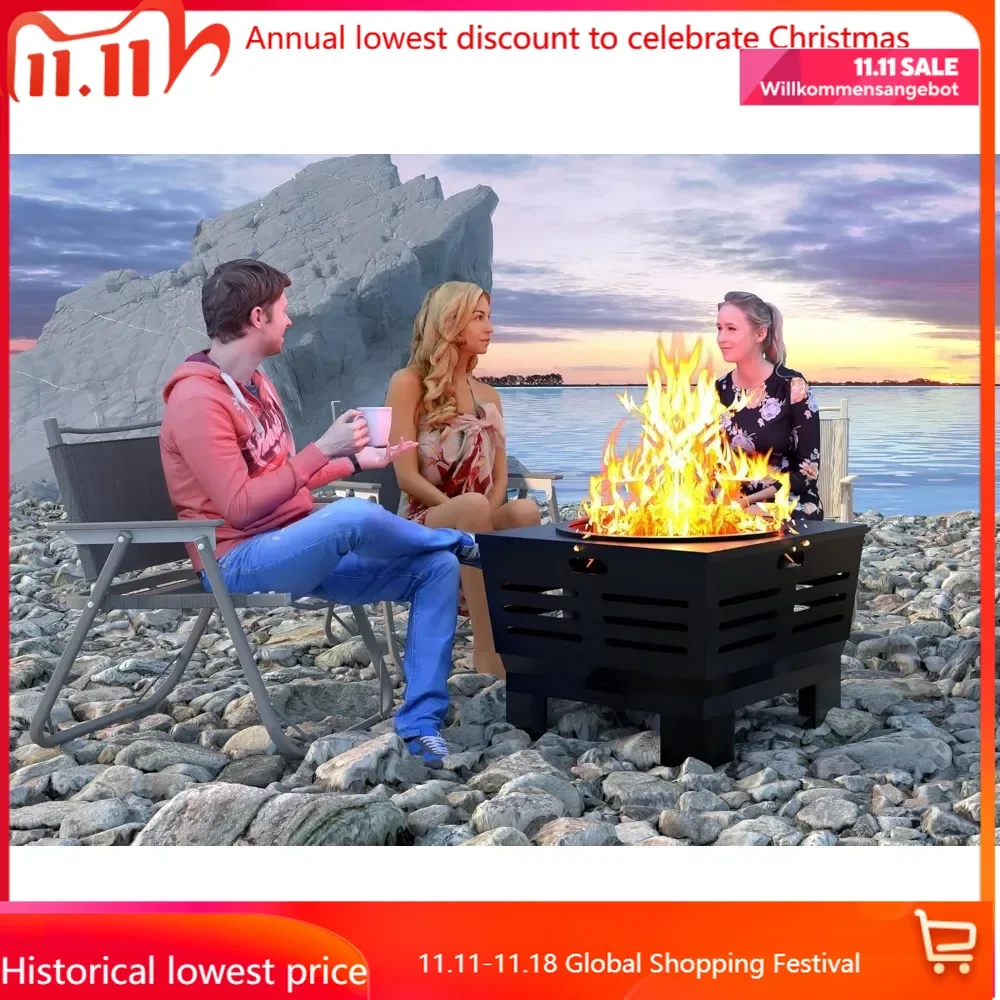 Stove Bonfire with Stand,Smokeless Fire Pit | Wood Burning Firepit with Ash Pan, Portable Outdoor Firepit with Cooki