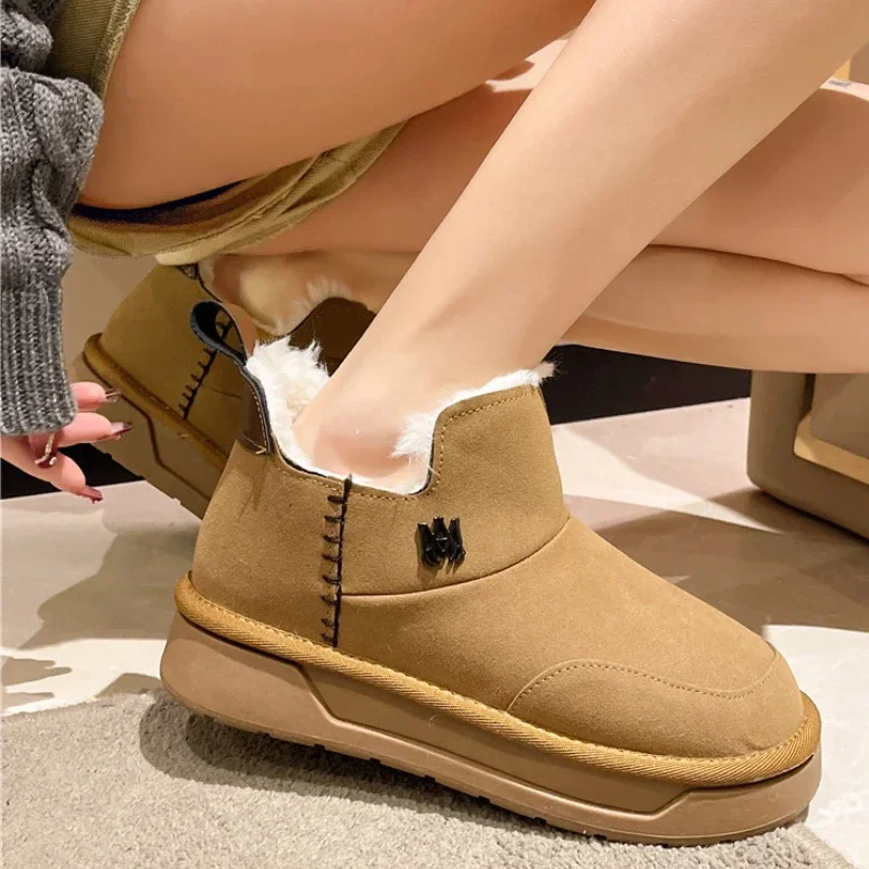 Shoes for Women 2023 New Sleeve Women's Boots Winter Round Toe Plush Fleece for Warmth Short Barrel Platform Snow Boots Zapatos