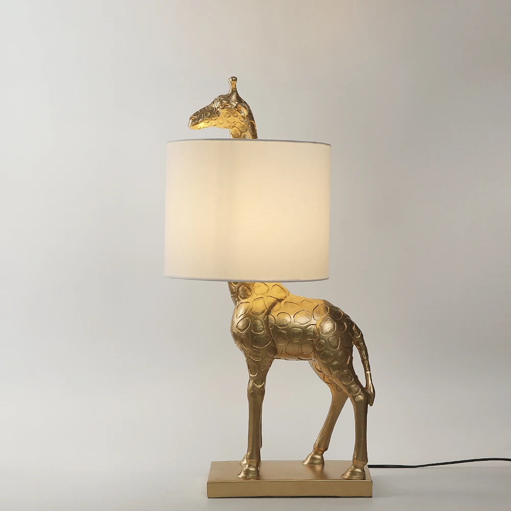 Resin Giraffe Led Desk Lamp Modern Fabric Animal Table Light Bedroom Study Children'room Lights LED Night Stand Light Fixtures