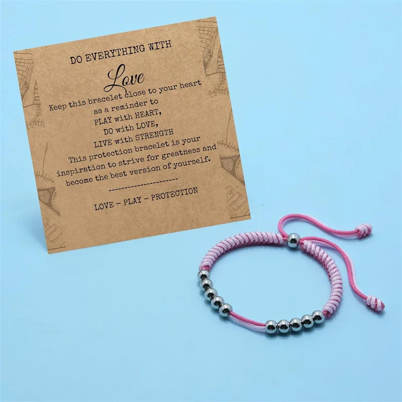Golf Counting Braided Bracelet Silver Black Hematite Beads Adjustable Hand Rope Bracelets for Women Men Son Inspire Jewelry