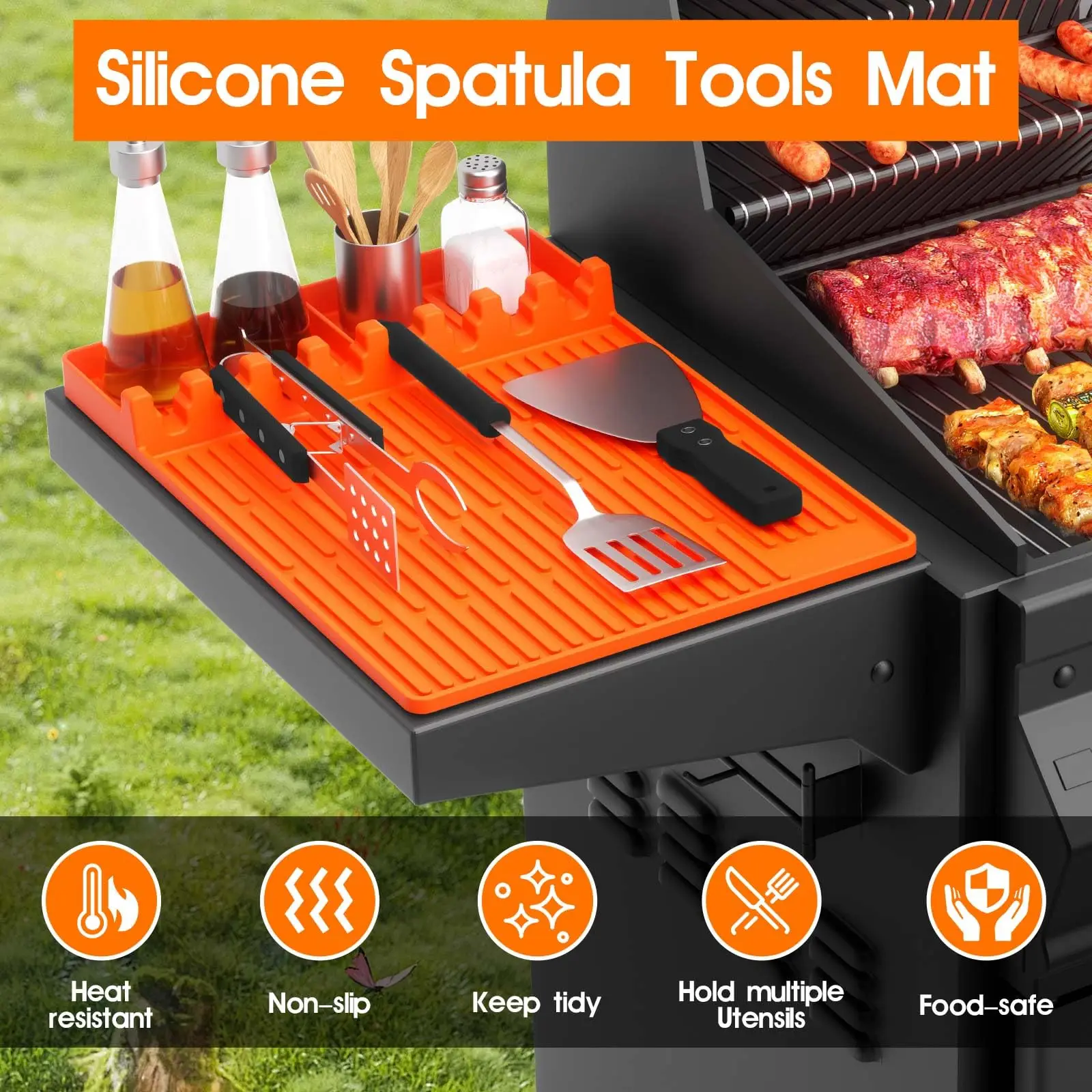 حصيرة أدوات صينية من السيليكون لبلاكستون، مقاس 16 بوصة × 11.5 بوصة، سهلة التنظيف ومقاومة للحرارة وغير لاصقة ومضادة للانزلاق، ملحقات صينية #6