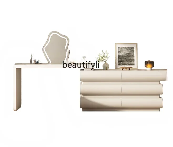 

Cream Style Dressing Table Bedroom Simple Modern Storage Cabinet Integrated Makeup Table Paint Retractable Dresser